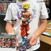 Dragon Ball Z Goku Yellow Hair Ultra Instinct On Stone with Dragon Ball 30 Cm