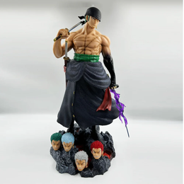 One Piece Roronoa Zoro Action Figure 50 Cm with 5 Detachable Heads
